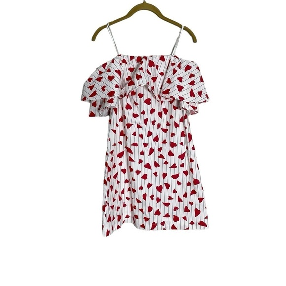 Tammy Tangs Heart Stripe Ruffle Strapless Mini Dress XS - Picture 1 of 4